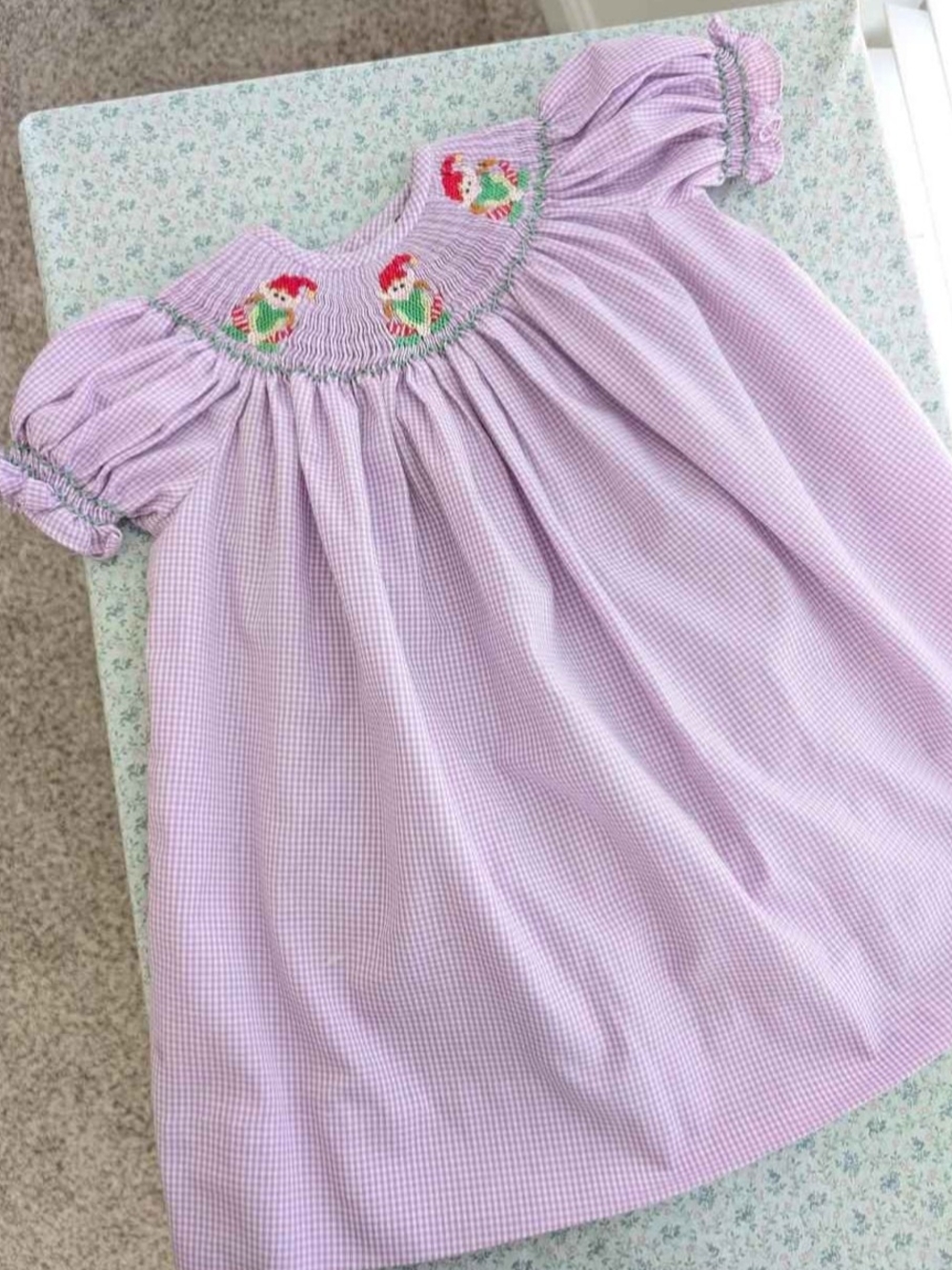 6 Mos Smocked Elf Christmas Holiday Dress